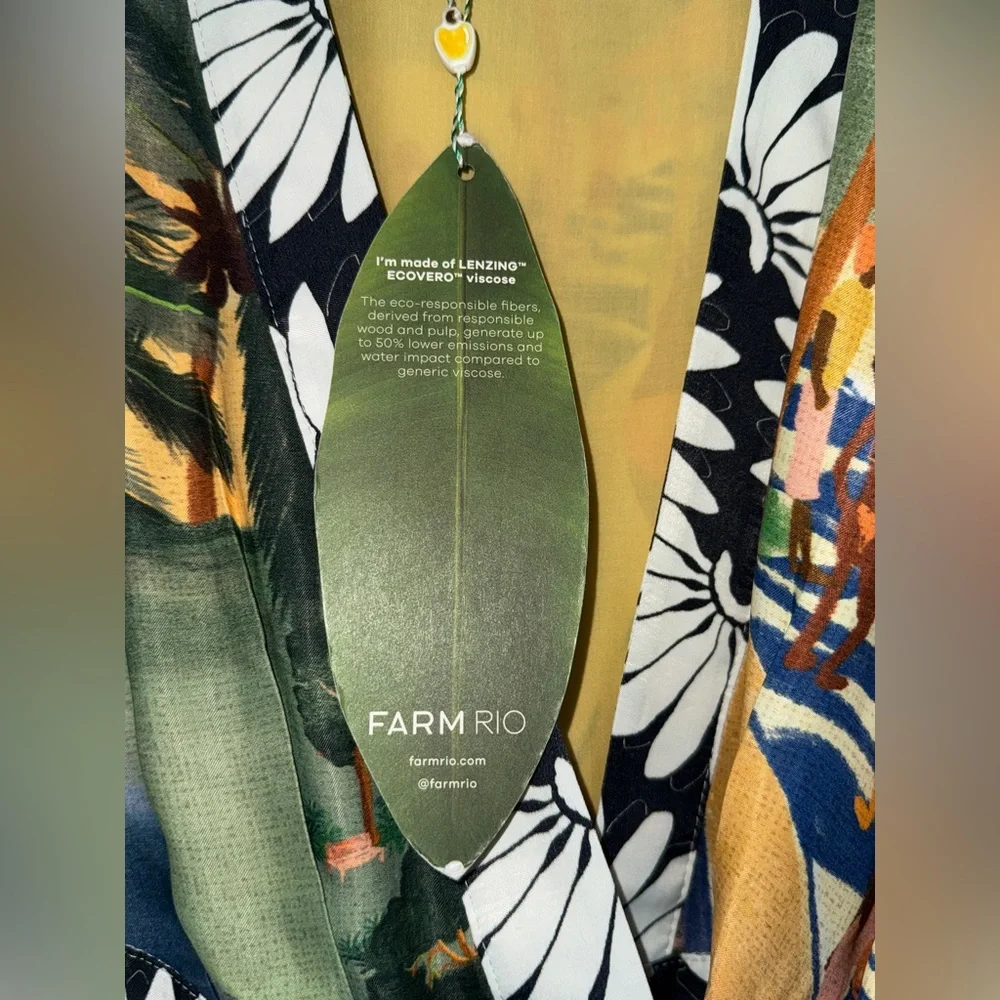 NWT Farm Rio Carioca Long Sleeve Tropical Wrap Mini Sz Medium - Picture 10 of 12